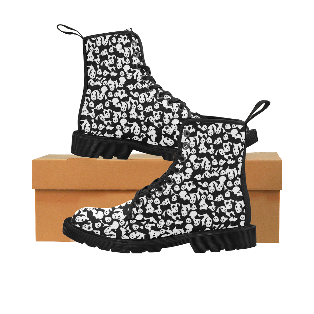 Panda Pattern Martin Boots for Women (Black) (Model 1203H)