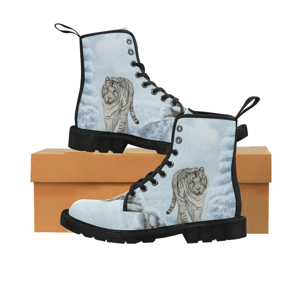 Wonderful siberian tiger Custom Canvas Boots for Men (Black) (Model 1203H)