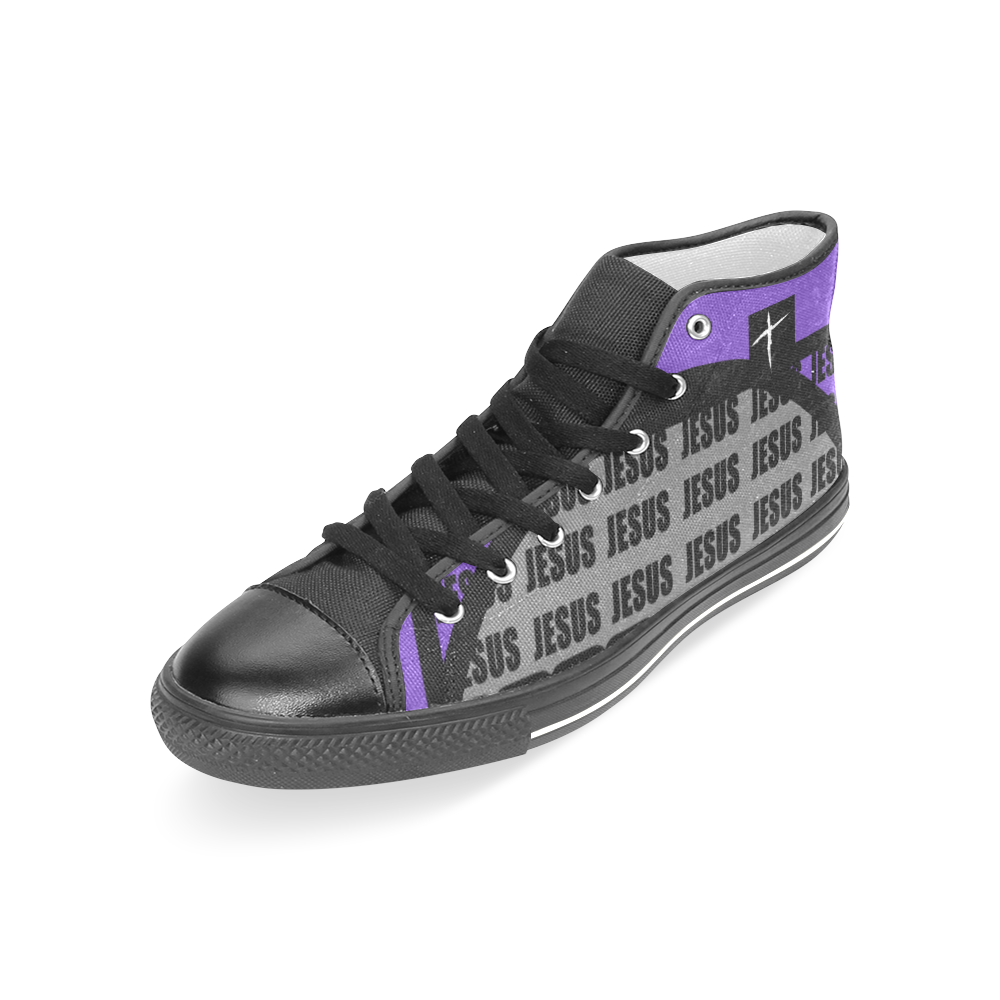 Purple Women's Classic High Top Canvas Shoes (Model 017)
