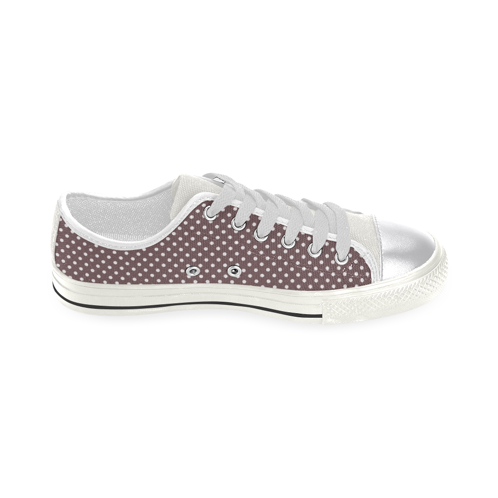Chocolate brown polka dots Canvas Women's Shoes/Large Size (Model 018)