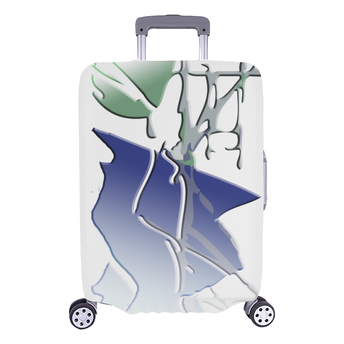 abstract ice shiver pattern in blue, white, grey and green Luggage Cover/Large 26"-28"