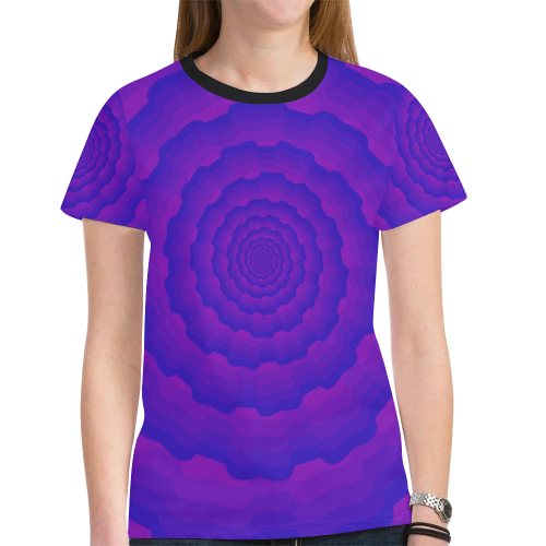 Purple blue spiral New All Over Print T-shirt for Women (Model T45)