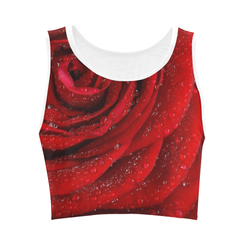 Red rosa Women's Crop Top (Model T42)