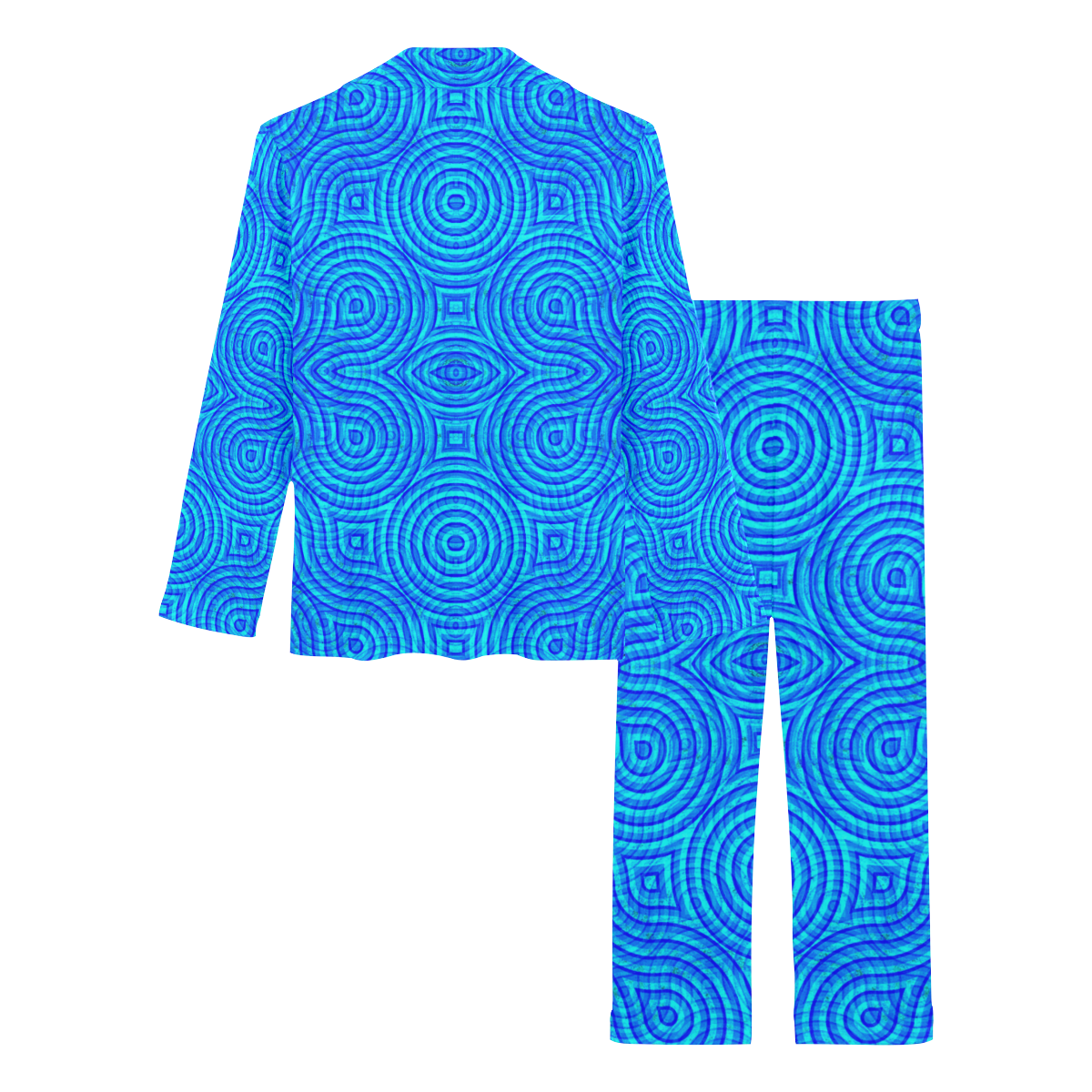Summer Splash Tredy Blue Geometric Women's Long Pajama Set