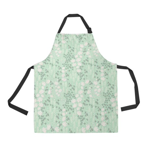 Mint Floral Pattern All Over Print Apron