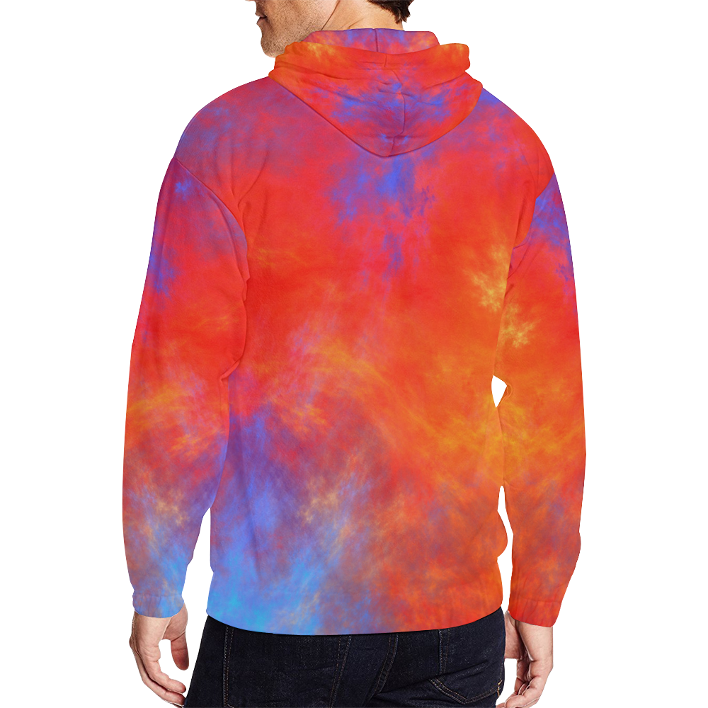 Fire and Ice All Over Print Full Zip Hoodie for Men (Model H14)