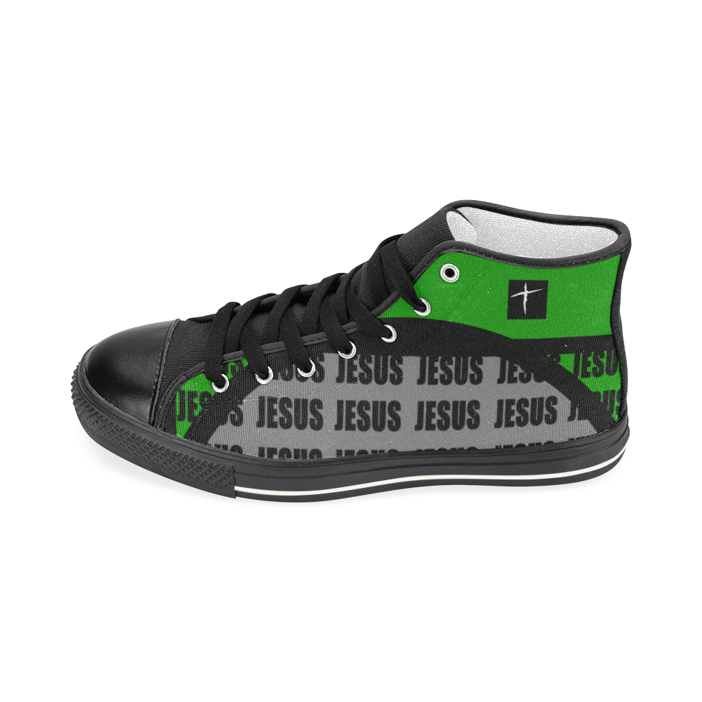 Jesus Men's Green High-Top's Men’s Classic High Top Canvas Shoes (Model 017)