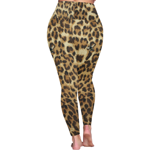 Buzz Leopard Women's Plus Size High Waist Leggings (Model L44)