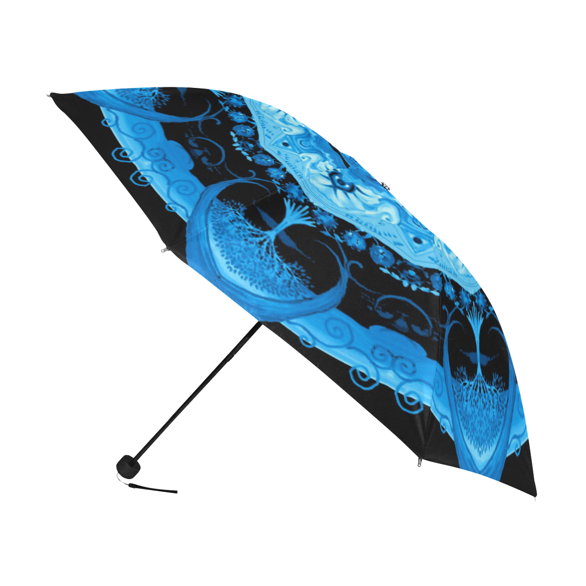 mandala sunlight blackand blue Anti-UV Foldable Umbrella (U08)