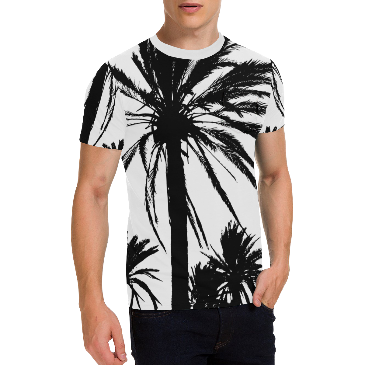 Palmlove Men's All Over Print T-Shirt with Chest Pocket (Model T56)