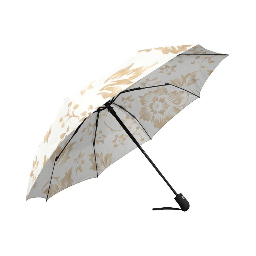 Gold Floral Umbrella Auto-Foldable Umbrella (Model U04)