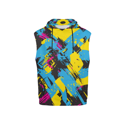 Colorful paint stokes on a black background All Over Print Sleeveless Hoodie for Kid (Model H15)