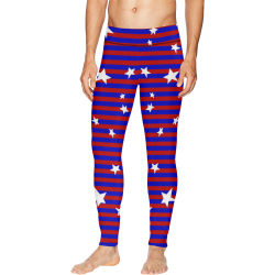 Stars with Blue and Red Stripes Men's All Over Print Leggings (Model L38)