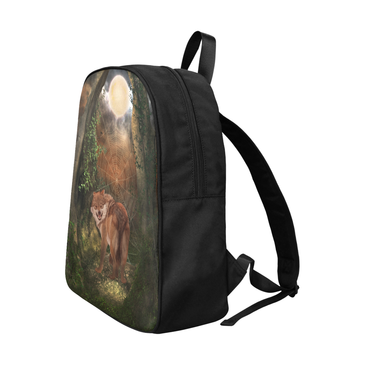 Awesome wolf in the night Fabric School Backpack (Model 1682) (Large)