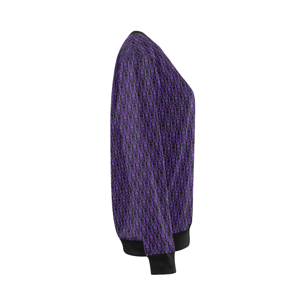 Gothic style Purple & Black Skulls All Over Print Crewneck Sweatshirt for Women (Model H18)