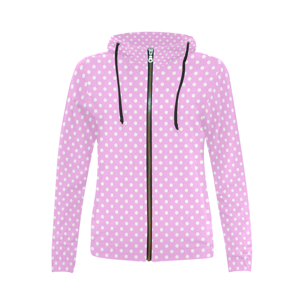 Polka-dot pattern All Over Print Full Zip Hoodie for Women (Model H14)