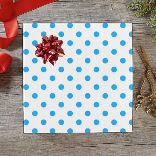 Light Blue Polka Dots on White Gift Wrapping Paper 58"x 23" (3 Rolls)