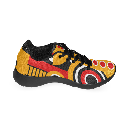Red Yellow Tiki Tribal Kid's Running Shoes (Model 020)