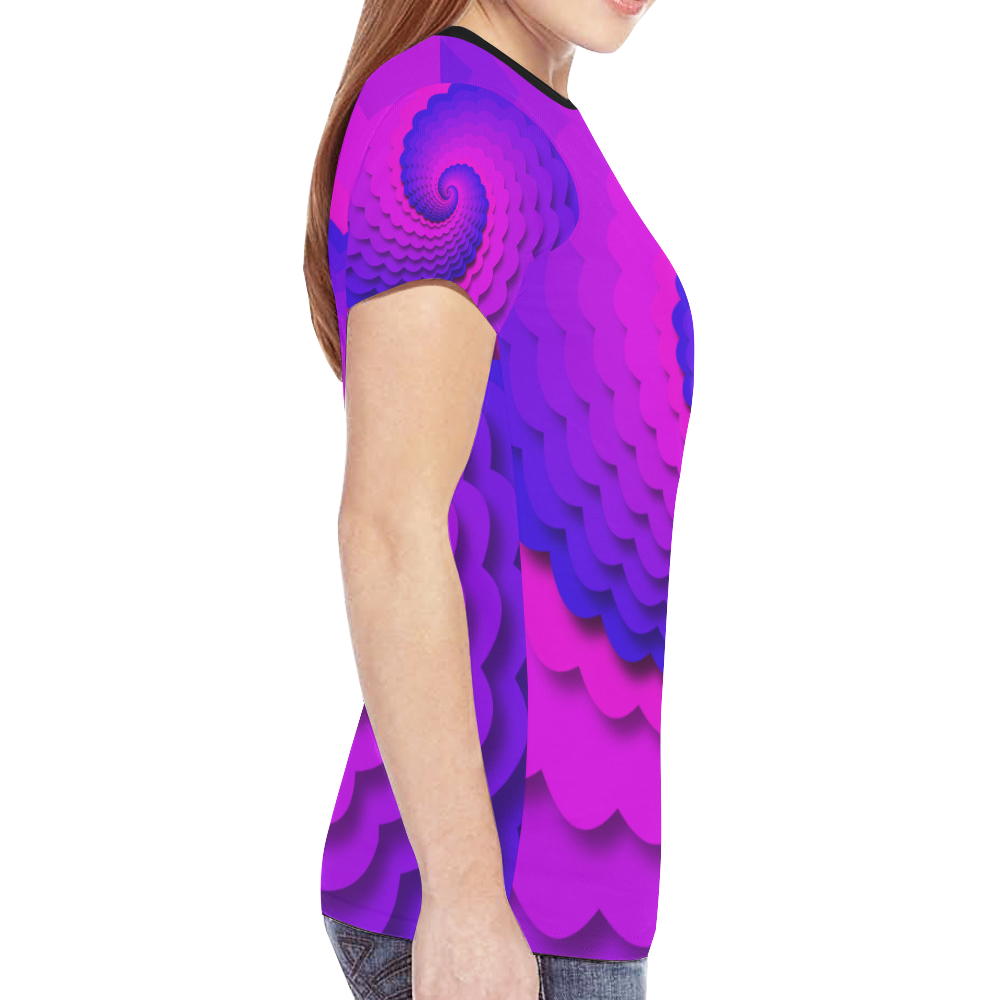 Spiral wave New All Over Print T-shirt for Women (Model T45)