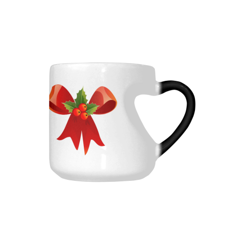 Red Christmas Bows and Holly Heart-shaped Morphing Mug