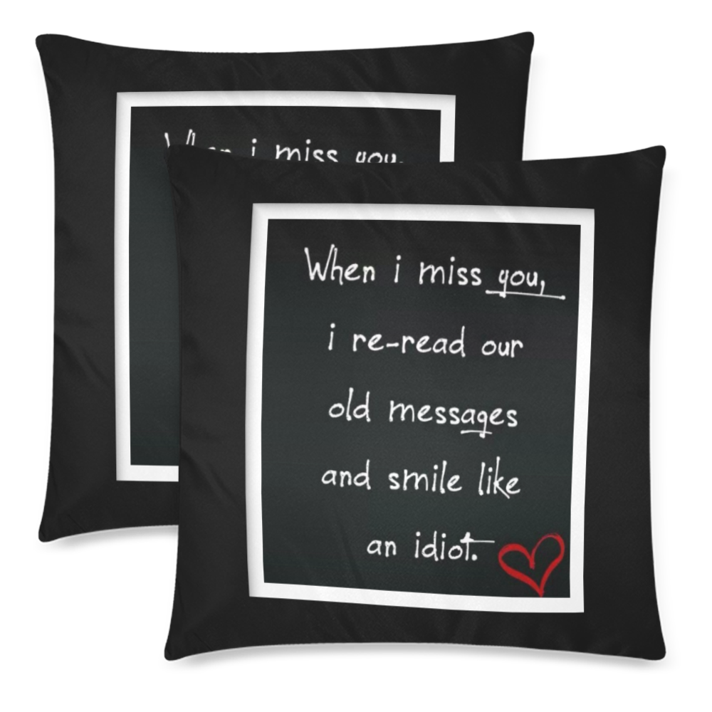 Message Custom Zippered Pillow Cases 18"x 18" (Twin Sides) (Set of 2)