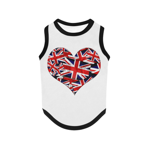 Union Jack British UK Flag Heart on White All Over Print Pet Tank Top