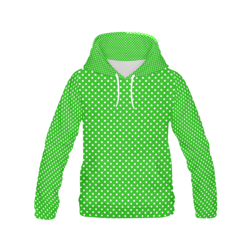 Green polka dots All Over Print Hoodie for Women (USA Size) (Model H13)