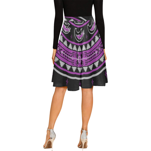 Bear Medicine Purple Melete Pleated Midi Skirt (Model D15)