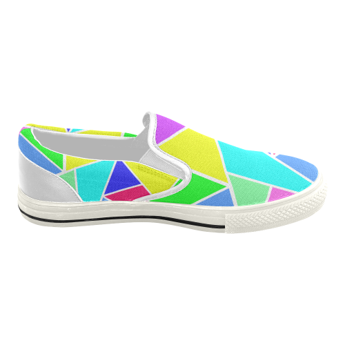 Triangle Colors Women's Slip-on Canvas Shoes (Model 019)