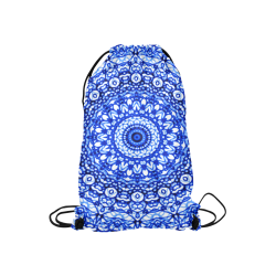 Blue Mandala Mehndi Style G403 Small Drawstring Bag Model 1604 (Twin Sides) 11"(W) * 17.7"(H)