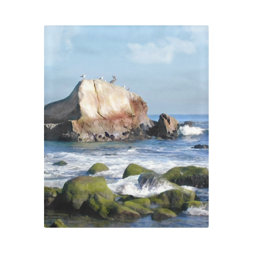 Bird Sentry Rock at Dana Point Harbor Duvet Cover 86"x70" ( All-over-print)