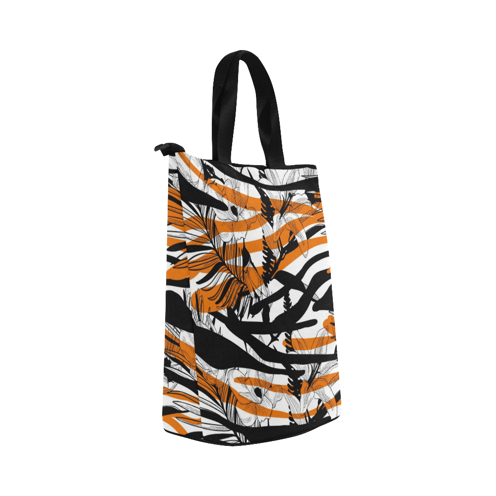 Floral Tiger Print Nylon Lunch Tote Bag (Model 1670)