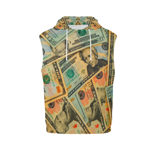 US DOLLARS 2 All Over Print Sleeveless Hoodie for Women (Model H15)
