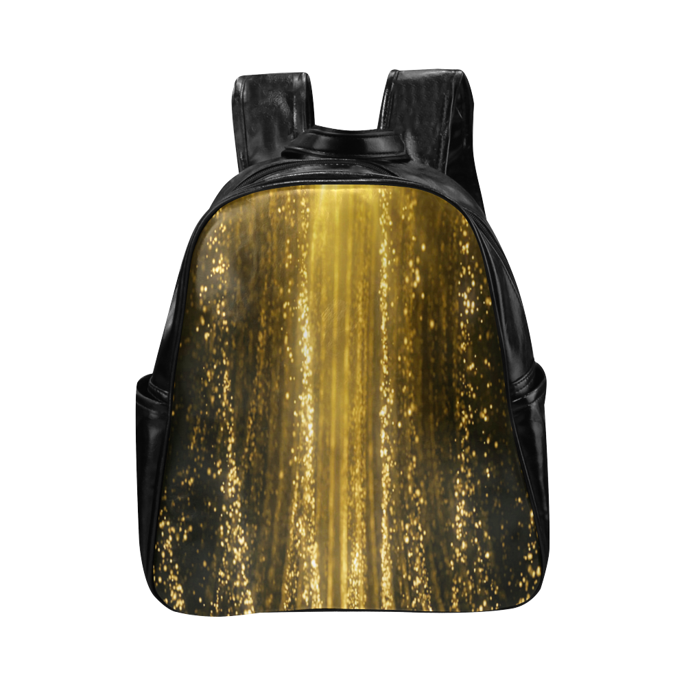 Golden Glitter Multi-Pockets Backpack (Model 1636)