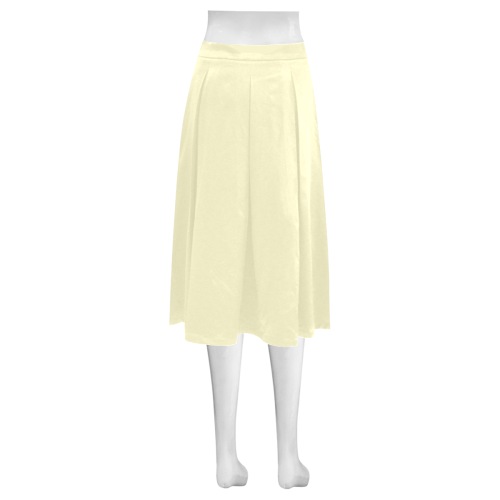 color lemon chiffon Mnemosyne Women's Crepe Skirt (Model D16)
