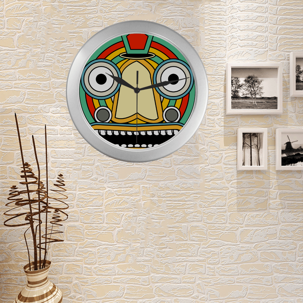 indian tribal Silver Color Wall Clock