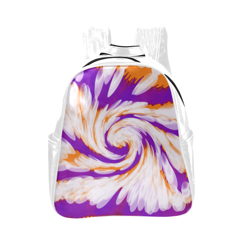 Purple Orange Tie Dye Swirl Abstract Multi-Pockets Backpack (Model 1636)