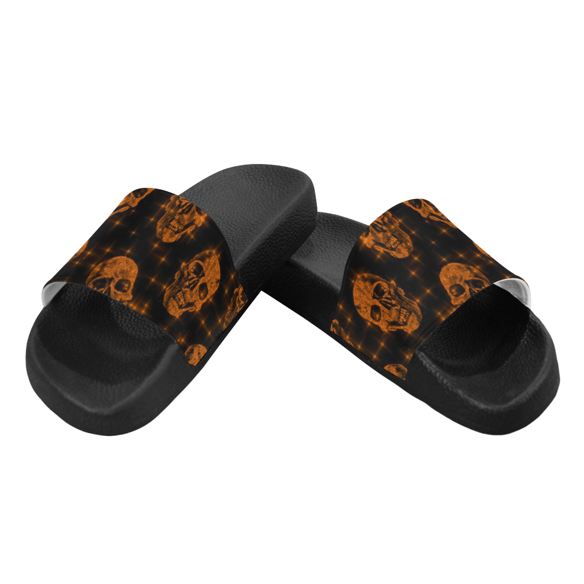 sparkling glitter skulls orange by JamColors Men's Slide Sandals (Model 057)