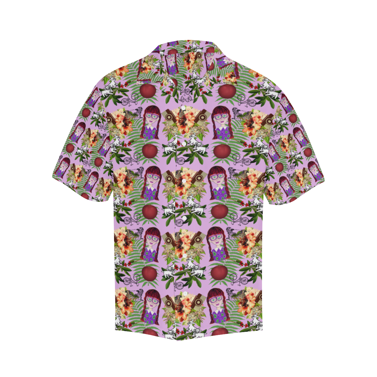 purple glasses girl pattern lilac Hawaiian Shirt (Model T58)