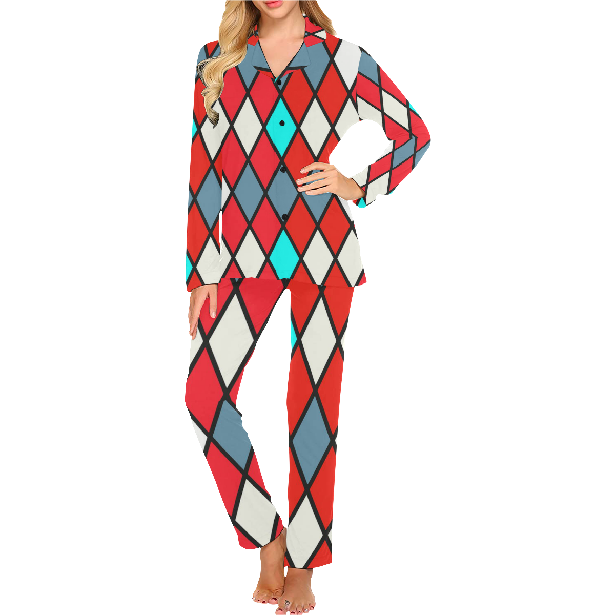 harlequin 2 Women's Long Pajama Set