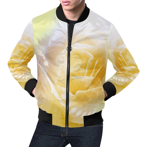 Soft yellow roses All Over Print Bomber Jacket for Men/Large Size (Model H19)