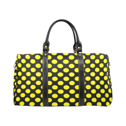 Yellow Polka Dots on Black New Waterproof Travel Bag/Large (Model 1639)