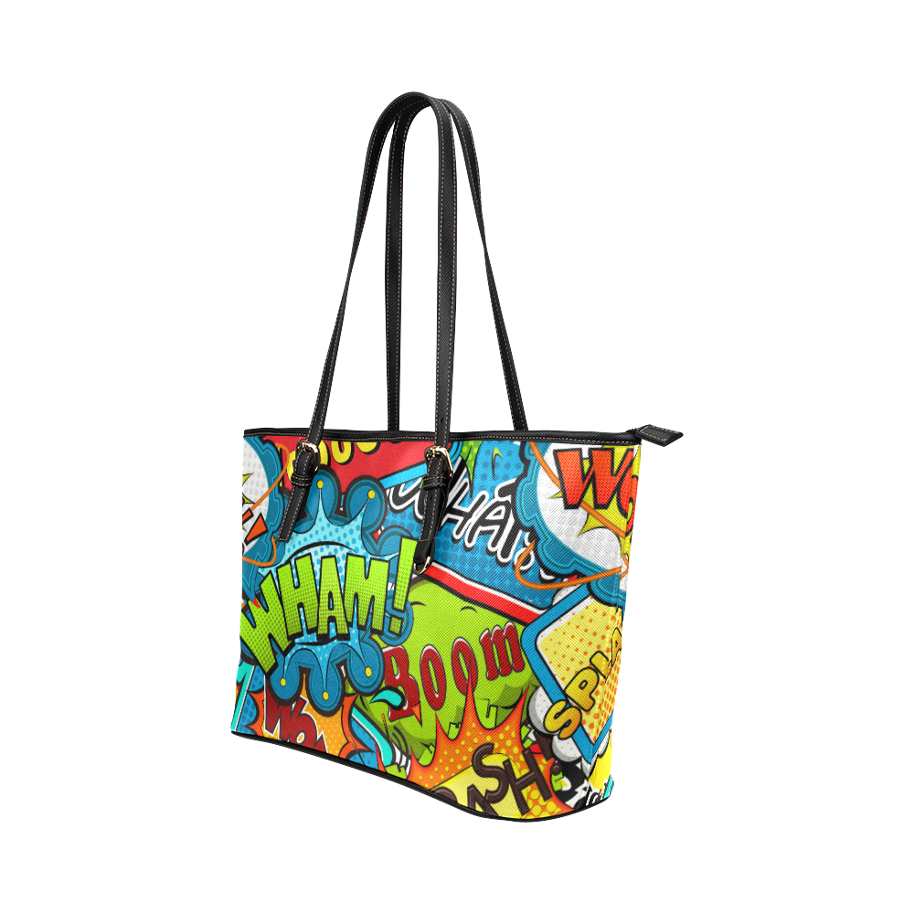 Fairlings Delight's Pop Art Collection- Comic Bubbles 53086ia Leather Tote Bag/Small (Model 1651)