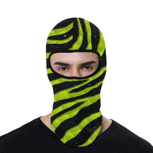 Ripped SpaceTime Stripes - Lime Yellow All Over Print Balaclava
