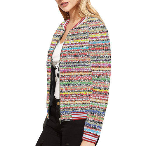 Patterns of colorful lines All Over Print Bomber Jacket for Women (Model H21)