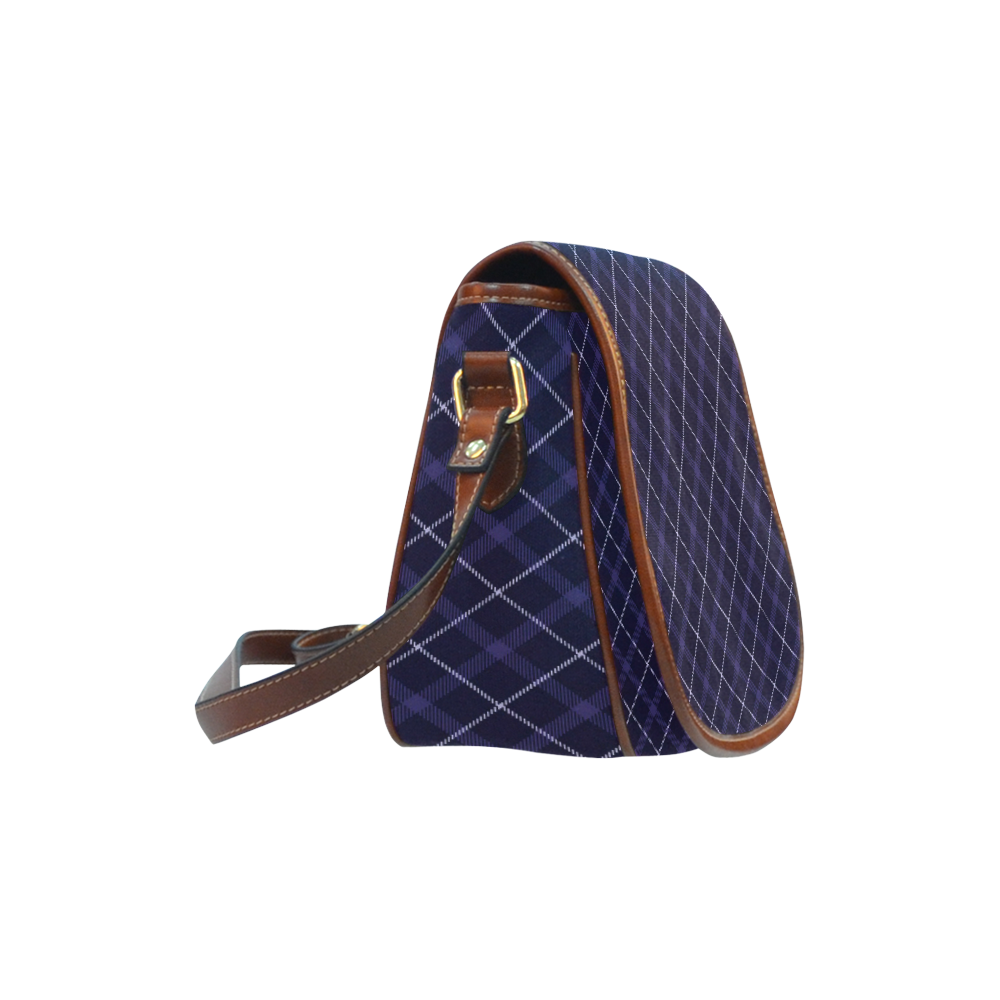 royal blue plaid / tartan Saddle Bag/Large (Model 1649)