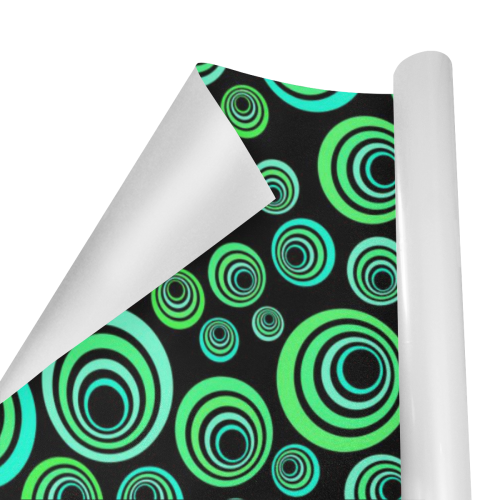 Crazy Fun Neon Blue & Green retro pattern Gift Wrapping Paper 58"x 23" (1 Roll)