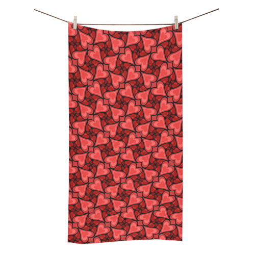 Red Hearts Love Pattern Bath Towel 30"x56"