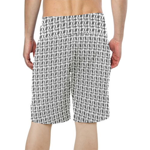NUMBERS Collection Symbols White Men's All Over Print Board Shorts (Model L16)