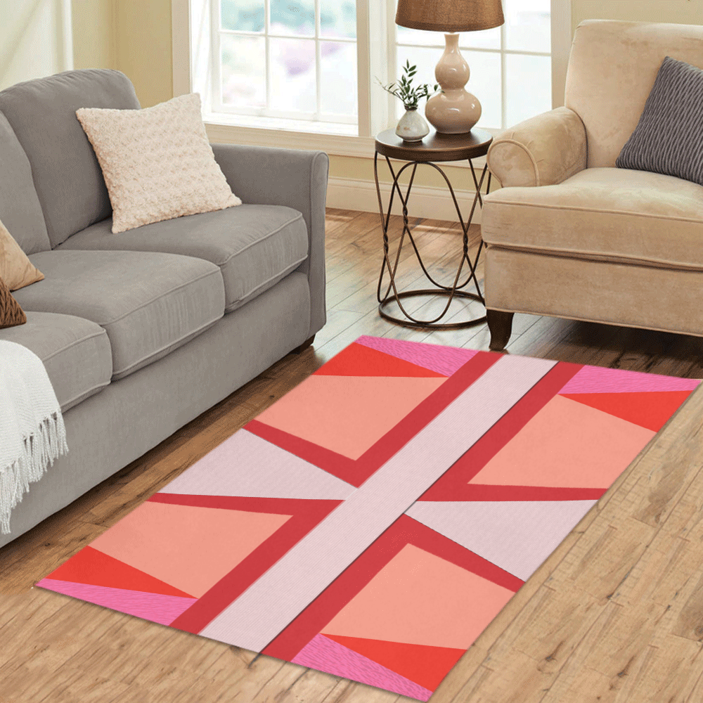 Shades of Red Patchwork Area Rug 5'x3'3''